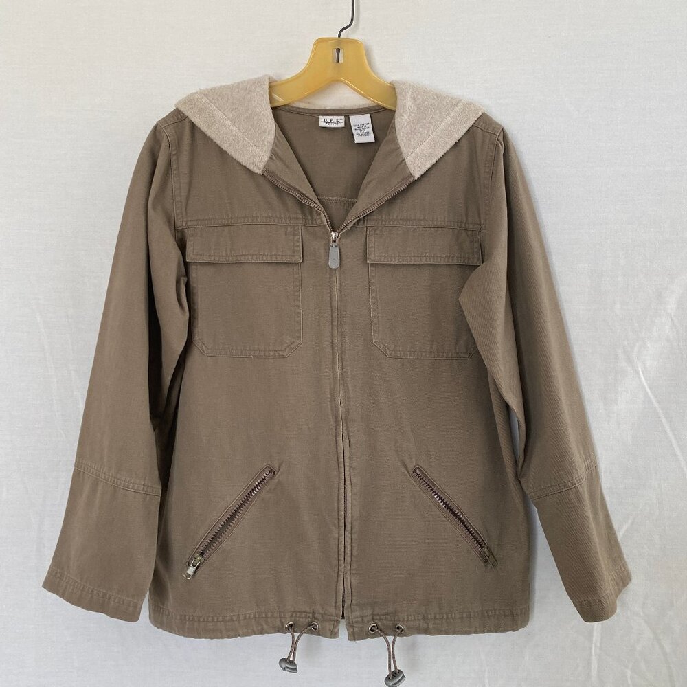 Oh-So-Cute Lightweight Khaki Hooded Jacket – Sz Petite – Never Word